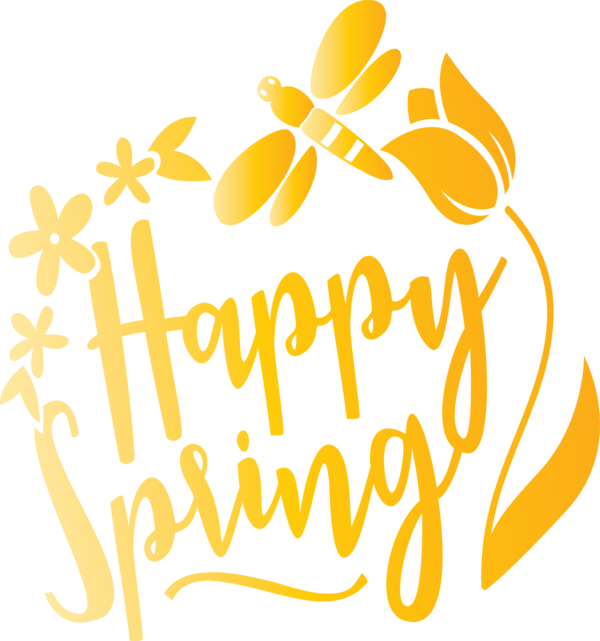 Transparent Easter Yellow Text Leaf for Hello Spring for Easter