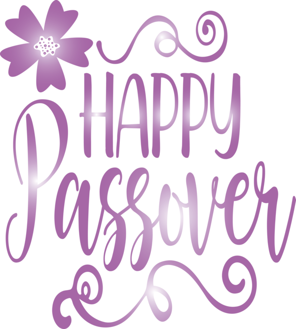 Transparent Passover Text Font Purple for Happy Passover for Passover
