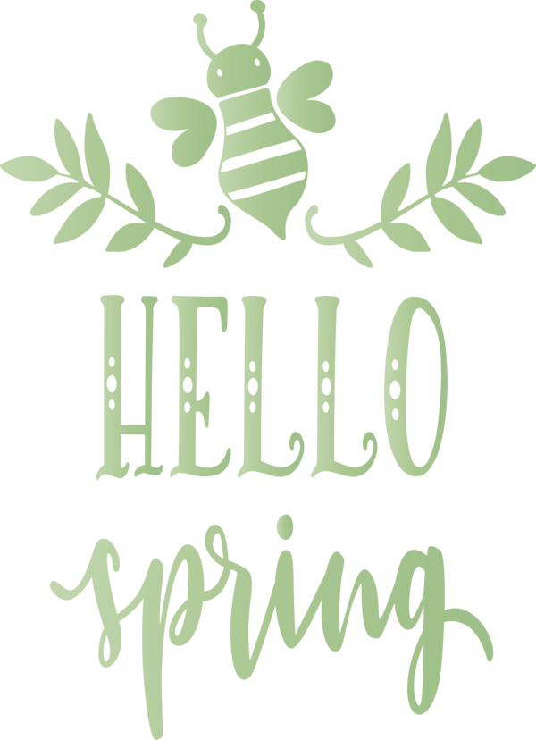 Transparent Easter Green Text Font for Hello Spring for Easter