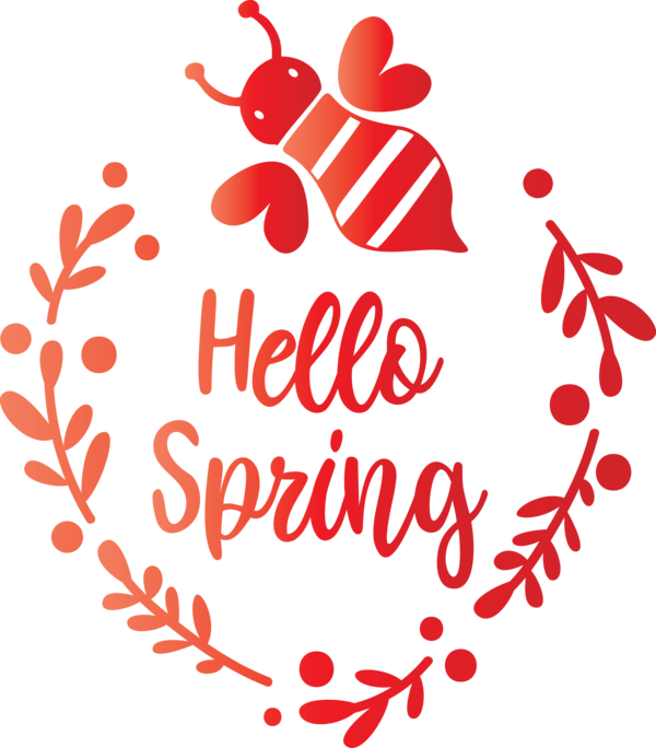 Transparent Easter Red Text Heart for Hello Spring for Easter