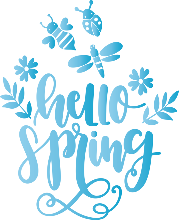 Transparent Easter Text Turquoise Font for Hello Spring for Easter