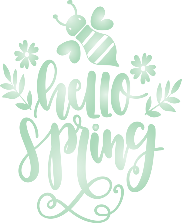 Transparent Easter Text Leaf Font for Hello Spring for Easter