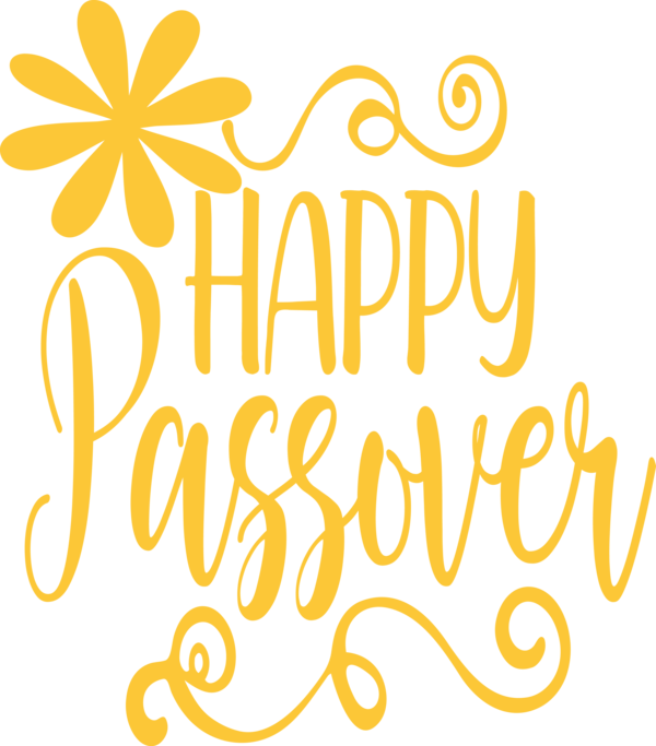Transparent Passover Text Yellow Font for Happy Passover for Passover