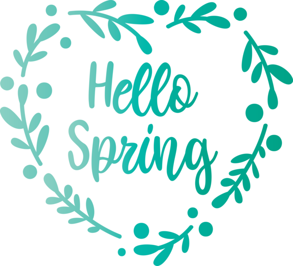 Transparent Easter Text Font Turquoise for Hello Spring for Easter