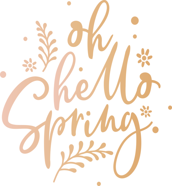 Transparent Easter Text Font Calligraphy for Hello Spring for Easter