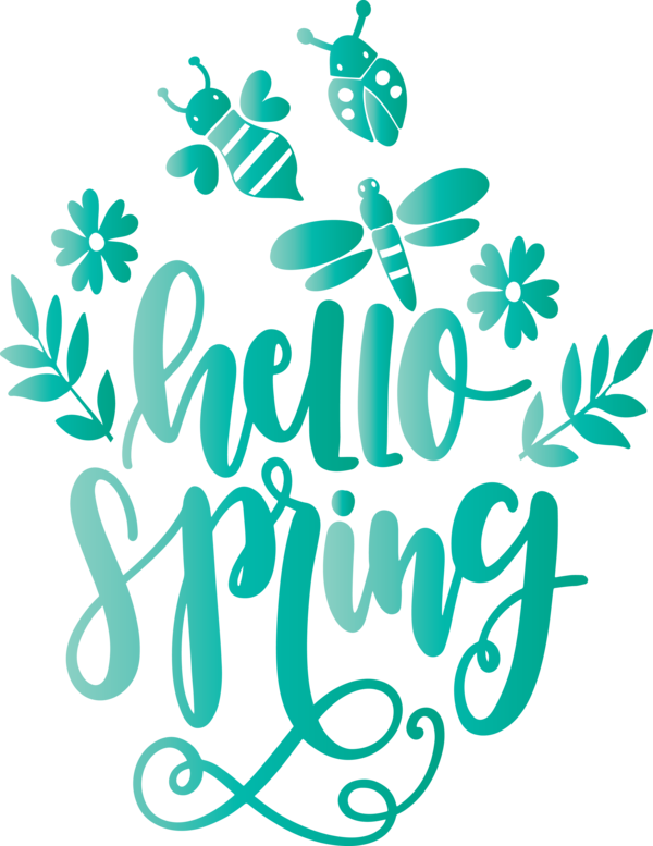 Transparent Easter Turquoise Text Teal for Hello Spring for Easter