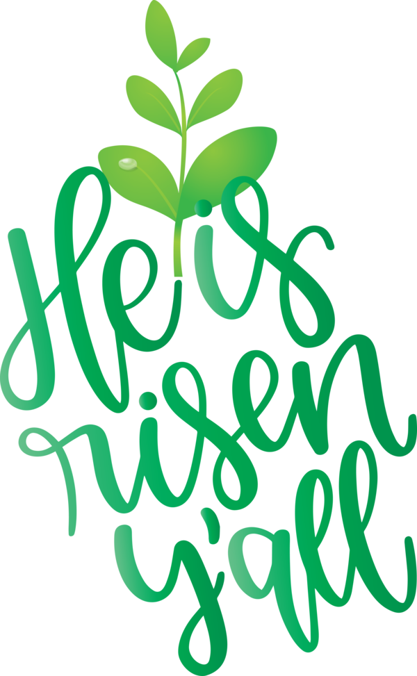Transparent Easter Green Leaf Text for Easter Day for Easter