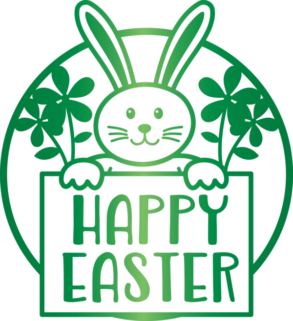 Transparent Easter Green Smile Rabbit for Easter Day for Easter