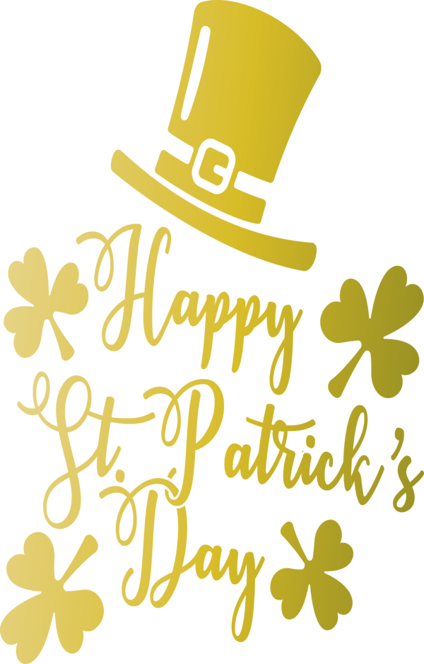 Transparent St. Patrick's Day Leaf Yellow Text for Saint Patrick for St Patricks Day