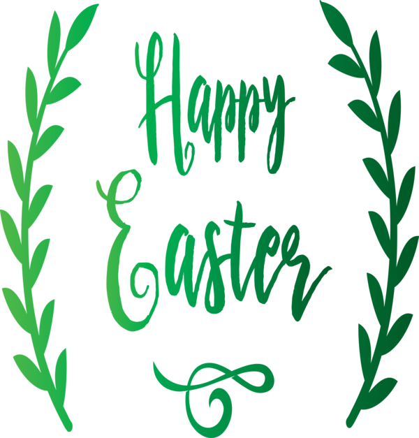 Transparent Easter Green Leaf Font for Easter Day for Easter
