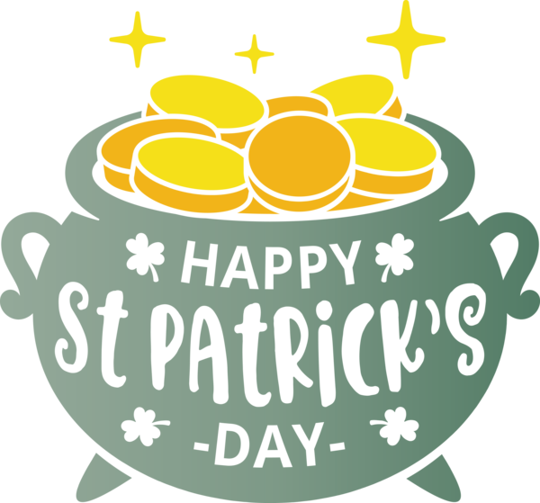 Transparent St. Patrick's Day Yellow Font Logo for Saint Patrick for St Patricks Day