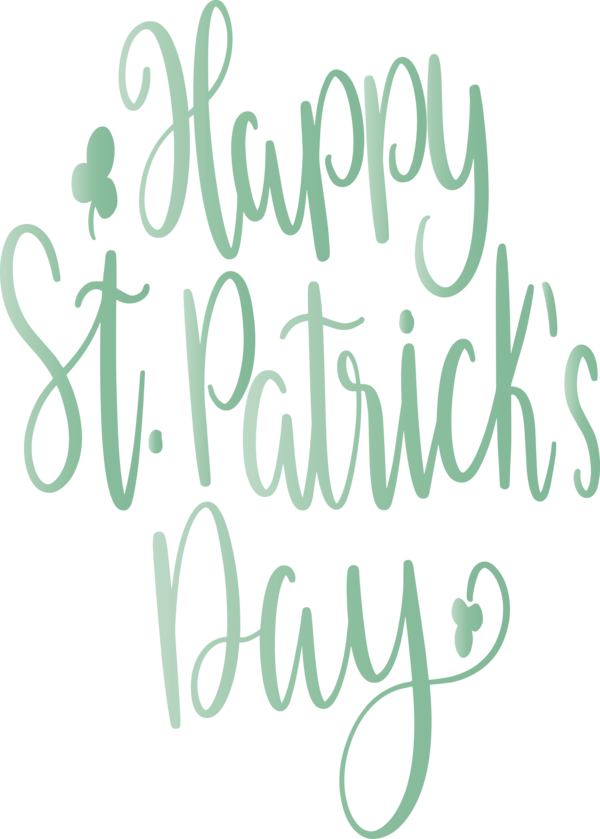 Transparent St. Patrick's Day Font Text Green for Saint Patrick for St Patricks Day