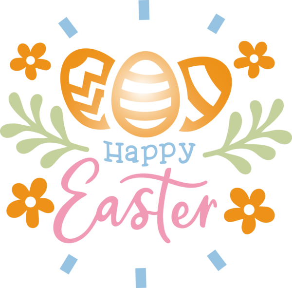 Transparent Easter Text Orange Line for Easter Day for Easter