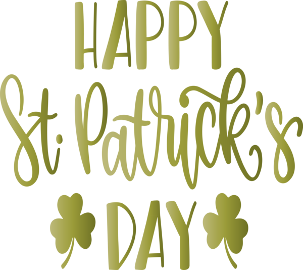 Transparent St. Patrick's Day Font Text Green for Saint Patrick for St Patricks Day