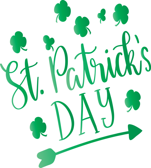Transparent St. Patrick's Day Green Text Leaf for Saint Patrick for St Patricks Day