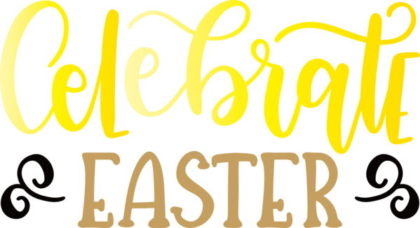 Transparent Easter Font Text Yellow for Easter Day for Easter