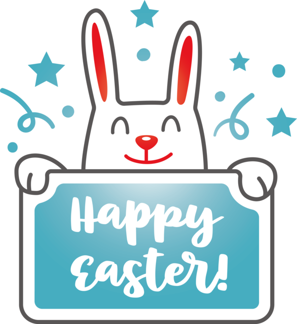 Transparent Easter Turquoise Easter bunny Sticker for Easter Day for Easter