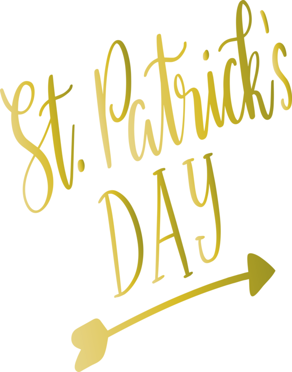 Transparent St. Patrick's Day Font Text Yellow for Saint Patrick for St Patricks Day