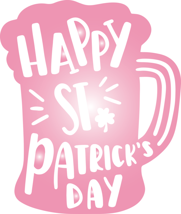 Transparent St. Patrick's Day Text Pink Mug for Saint Patrick for St Patricks Day