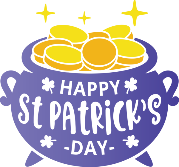 Transparent St. Patrick's Day Yellow Font Logo for Saint Patrick for St Patricks Day