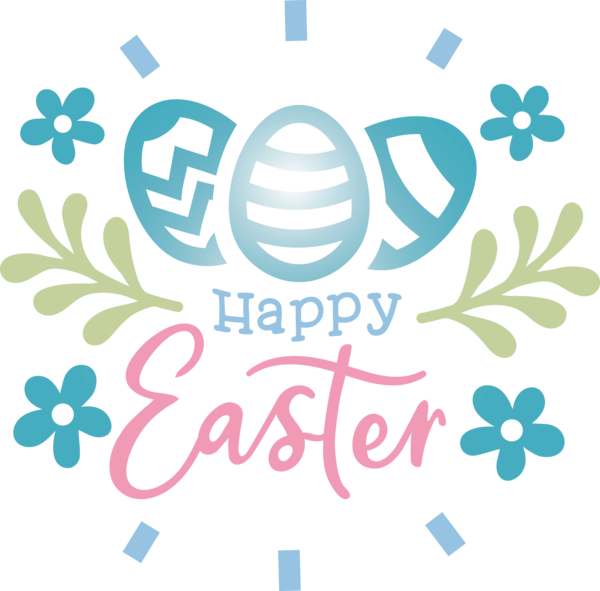 Transparent Easter Text Turquoise Font for Easter Day for Easter