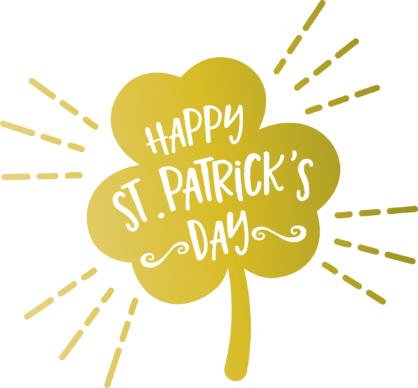 Transparent St. Patrick's Day Text Yellow Font for Saint Patrick for St Patricks Day