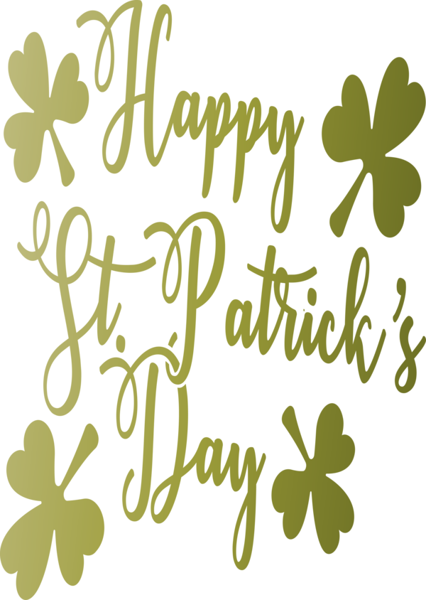 Transparent St. Patrick's Day Leaf Text Font for Saint Patrick for St Patricks Day