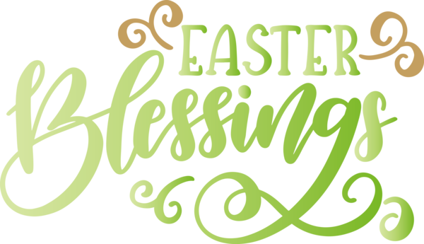 Transparent Easter Text Font Green for Easter Day for Easter