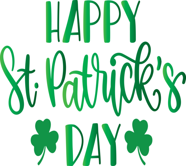 Transparent St. Patrick's Day Green Leaf Text for Saint Patrick for St Patricks Day