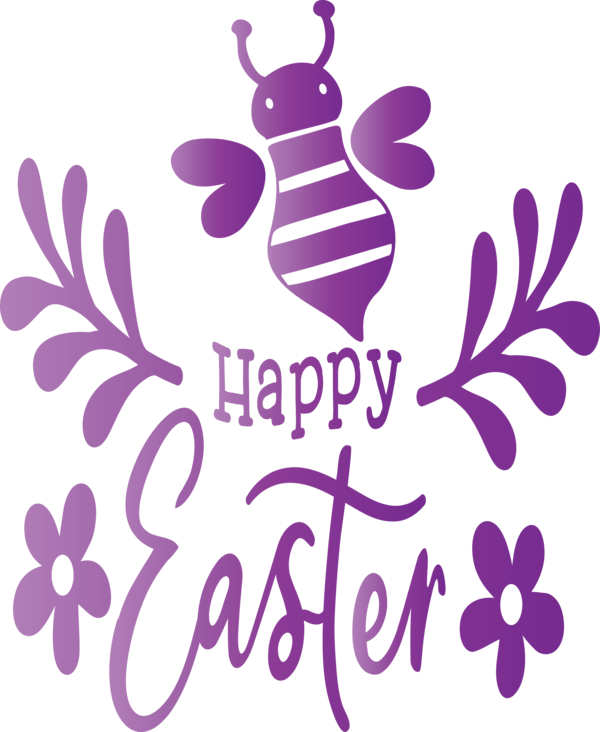 Transparent Easter Violet Purple Font for Easter Day for Easter