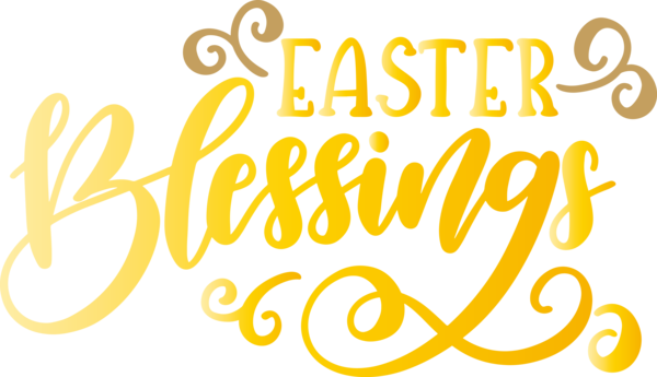 Transparent Easter Text Yellow Font for Easter Day for Easter