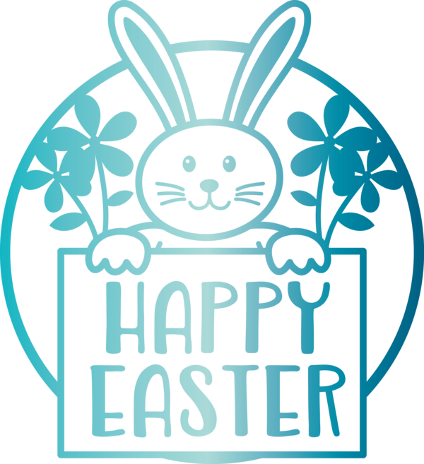 Transparent Easter Turquoise Rabbit Line for Easter Day for Easter