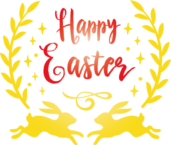 Transparent Easter Yellow Text Font for Easter Day for Easter