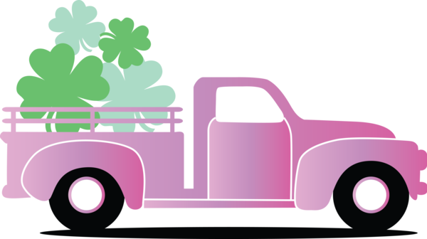 Transparent St. Patrick's Day Pink Car Vehicle for Saint Patrick for St Patricks Day