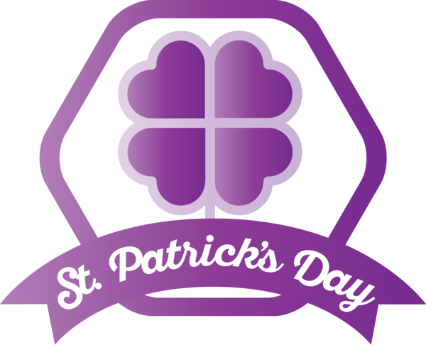 Transparent St. Patrick's Day Purple Logo Violet for Saint Patrick for St Patricks Day