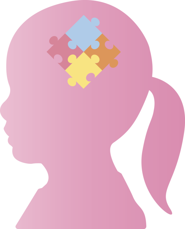 Transparent Autism Awareness Day Head Pink Silhouette for World Autism Awareness Day for Autism Awareness Day