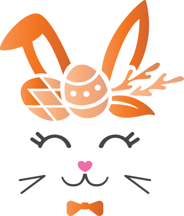 Transparent Easter Orange Cartoon Line for Easter Bunny for Easter