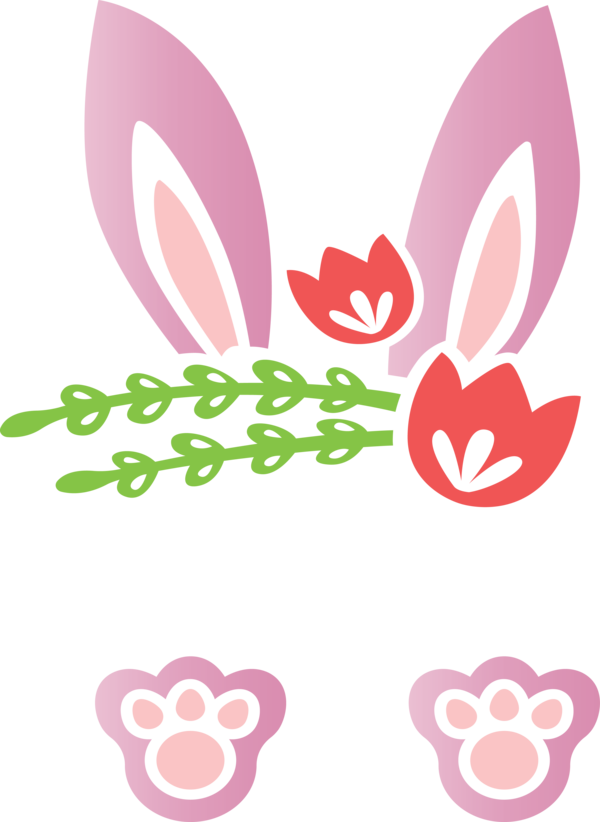 Transparent Easter Pink Heart Design for Easter Bunny for Easter
