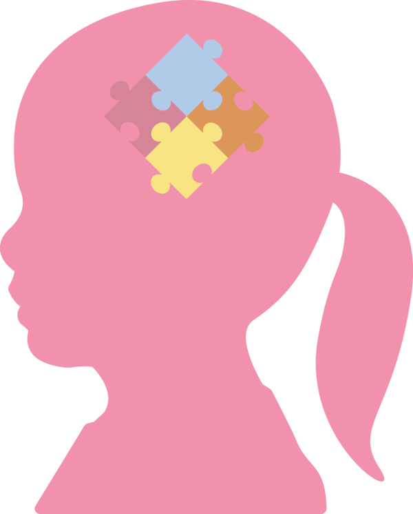 Transparent Autism Awareness Day Pink Head Silhouette for World Autism Awareness Day for Autism Awareness Day