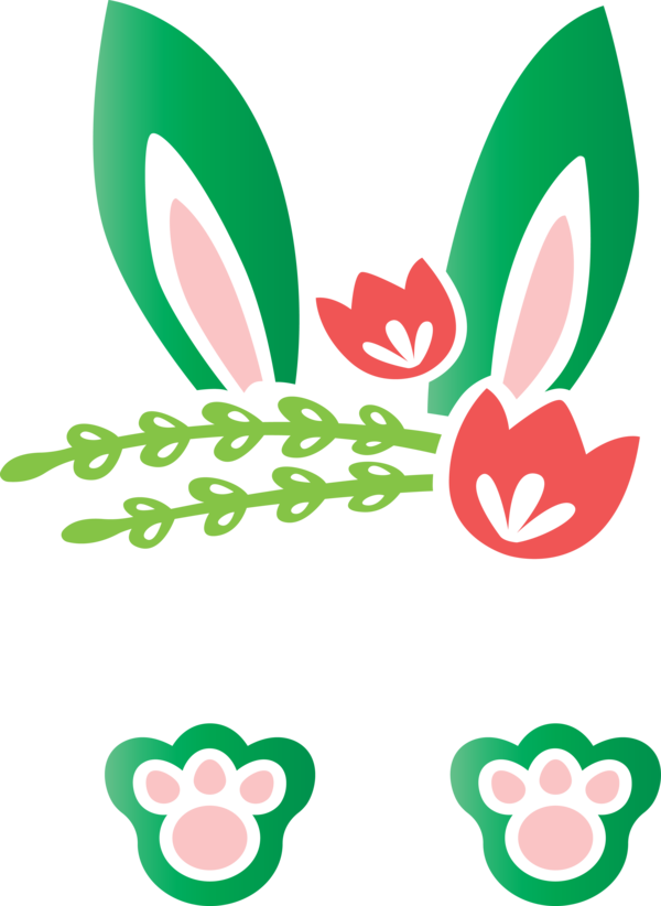 Transparent Easter Green Leaf Symbol for Easter Bunny for Easter