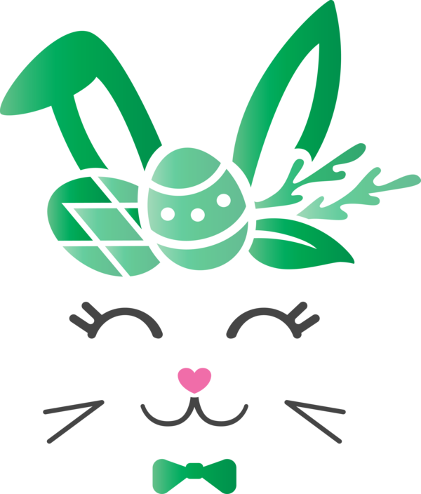 Transparent Easter Green Smile Symbol for Easter Bunny for Easter
