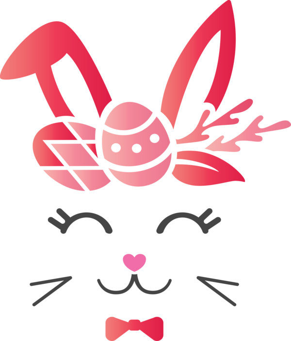 Transparent Easter Pink Cartoon Line for Easter Bunny for Easter