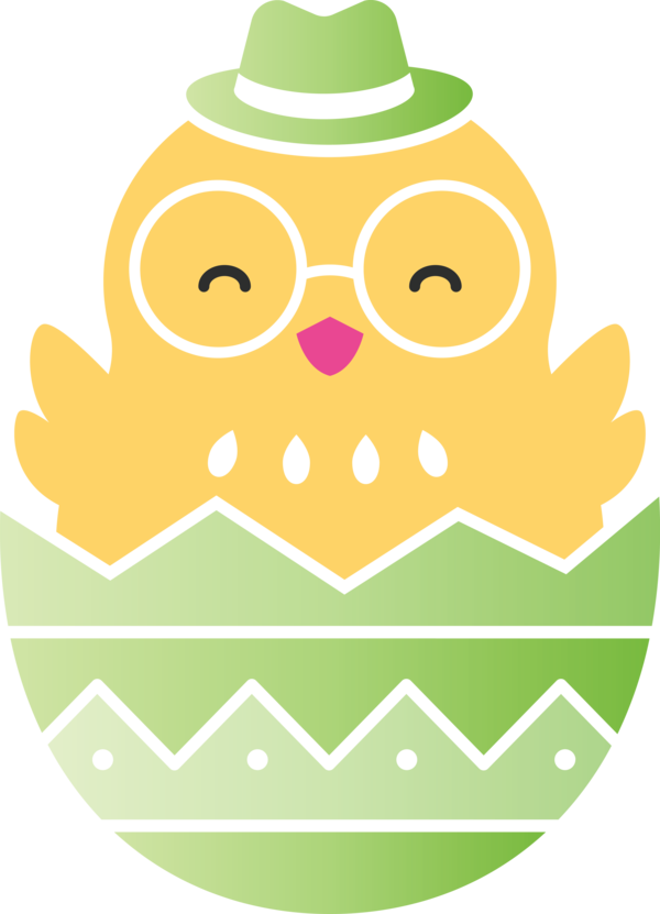 Transparent Easter Green Yellow Owl for Easter Egg for Easter
