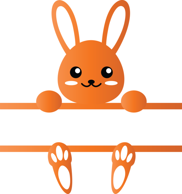 Transparent Easter Orange Cartoon Line for Easter Bunny for Easter