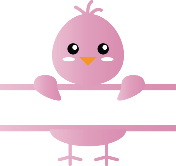 Transparent Easter Cartoon Pink Bird for Easter Day for Easter