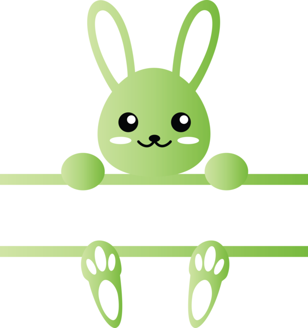 Transparent Easter Green Cartoon Line for Easter Bunny for Easter