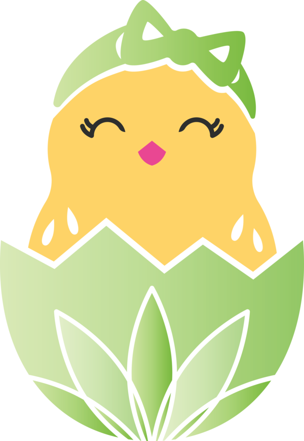 Transparent Easter Green Leaf Smile for Easter Egg for Easter