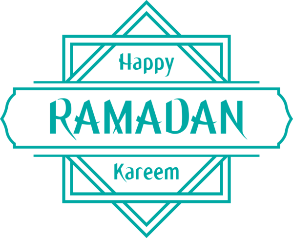 Transparent Ramadan Text Turquoise Line for EID Ramadan for Ramadan