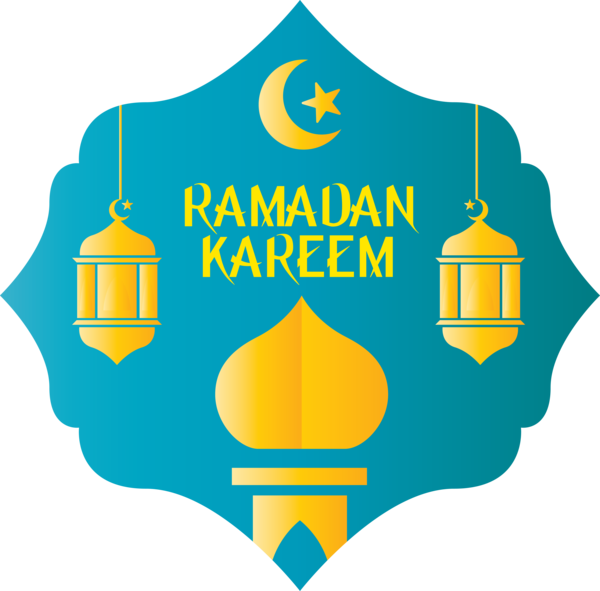 Transparent Ramadan Turquoise Yellow Emblem for EID Ramadan for Ramadan