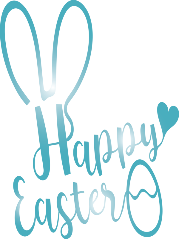 Transparent Easter Text Turquoise Teal for Easter Day for Easter